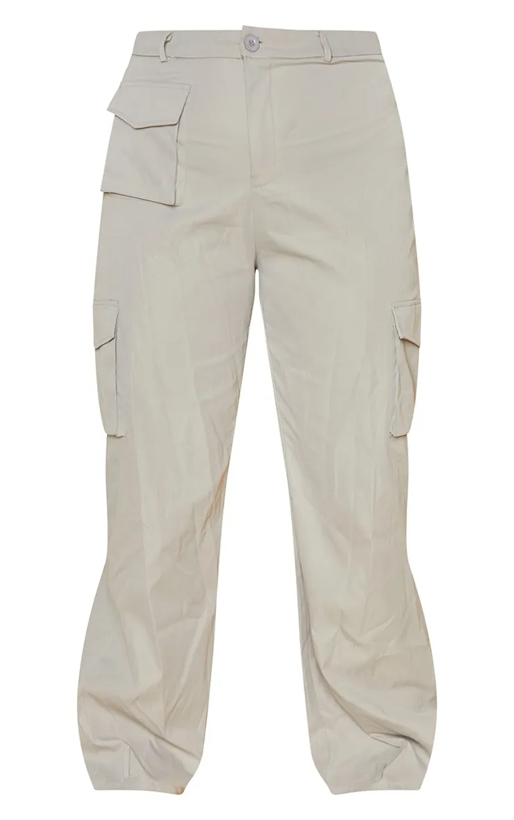 Plus Light Grey Pocket Front Cargo Straight Leg Trousers sold by Pretty Little Thing product image thumbnail 5