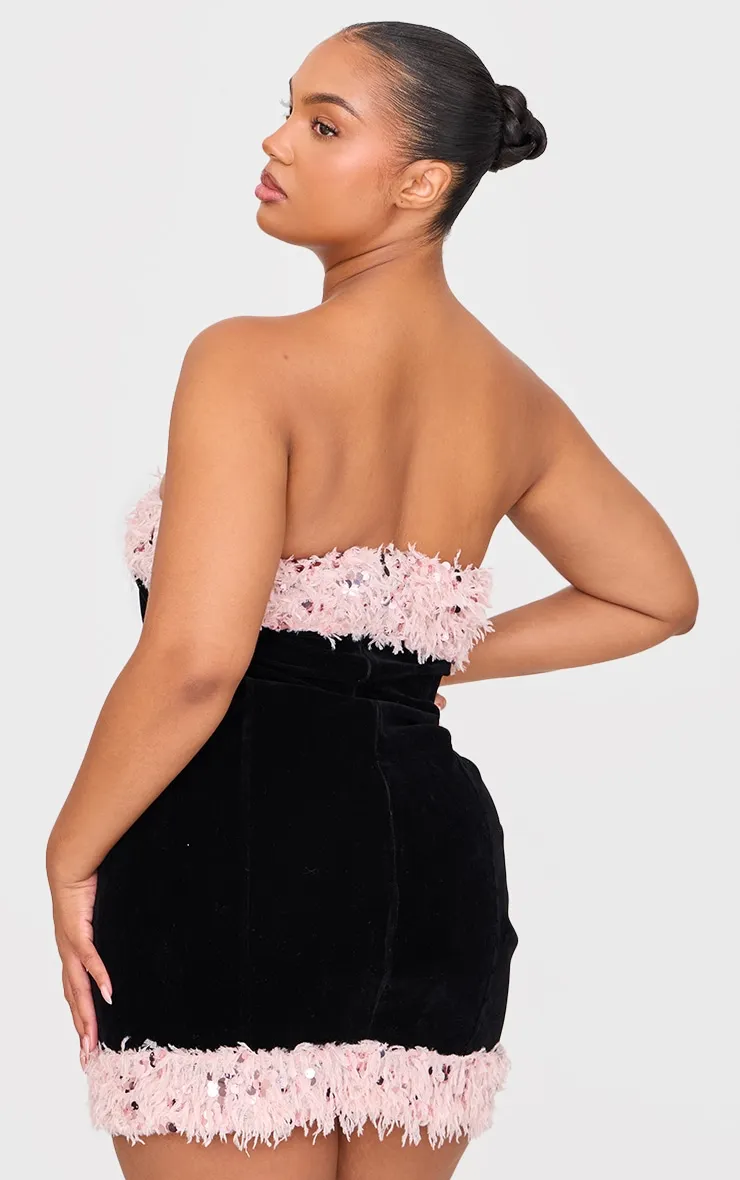 Plus Black Textured Sequin Bandeau Mini Dress sold by Pretty Little Thing product image thumbnail 2