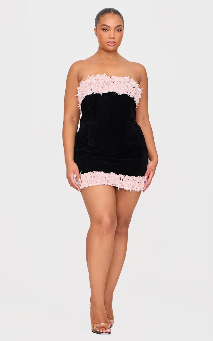 Plus Black Textured Sequin Bandeau Mini Dress sold by Pretty Little Thing product image thumbnail 3