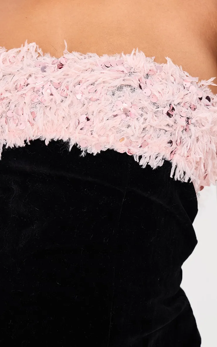 Plus Black Textured Sequin Bandeau Mini Dress sold by Pretty Little Thing product image thumbnail 4