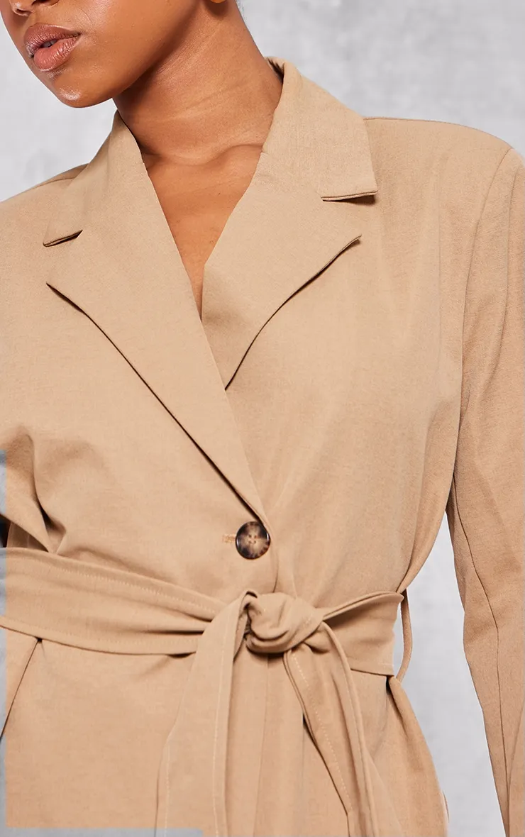 Sand Wide Belted Waist Blazer sold by Pretty Little Thing product image thumbnail 4