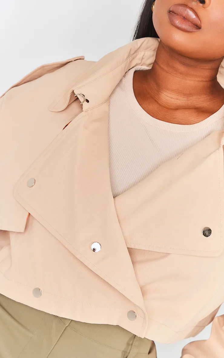 Plus Stone Contrast Lining Cropped Trench Coat sold by Pretty Little Thing product image thumbnail 4