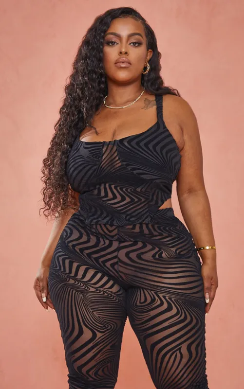 Plus Black Devore Crop Top sold by Pretty Little Thing