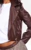Chocolate Basic Faux Leather Biker Jacket sold by Pretty Little Thing