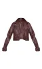 Chocolate Basic Faux Leather Biker Jacket sold by Pretty Little Thing