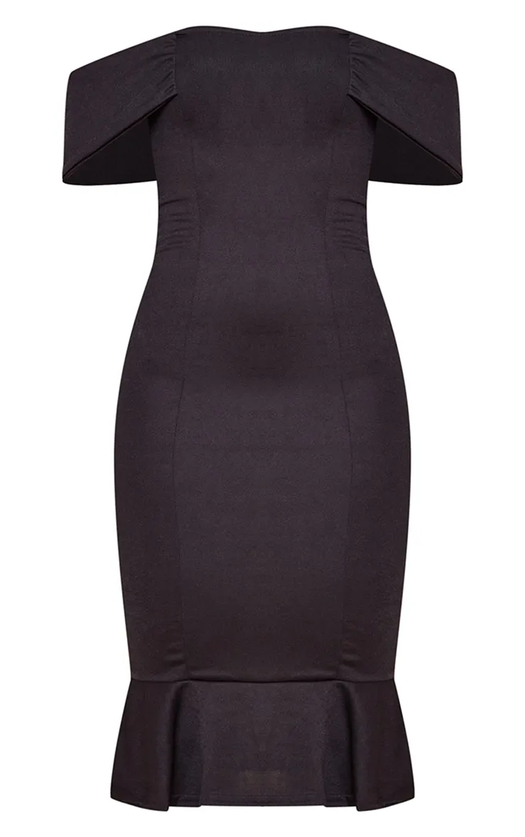 Black Bardot Frill Hem Midi Dress sold by Pretty Little Thing product image thumbnail 5