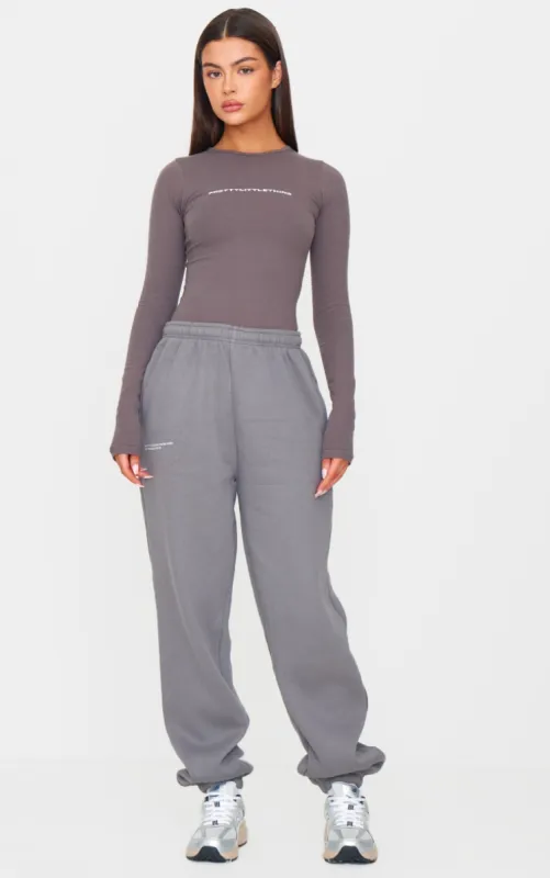 PRETTYLITTLETHING Logo Charcoal Grey Est 2012 Cuffed Joggers sold by Pretty Little Thing
