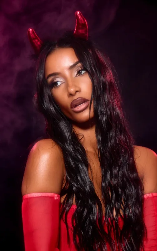 Red Fluffy Devil Horns Headband sold by Pretty Little Thing