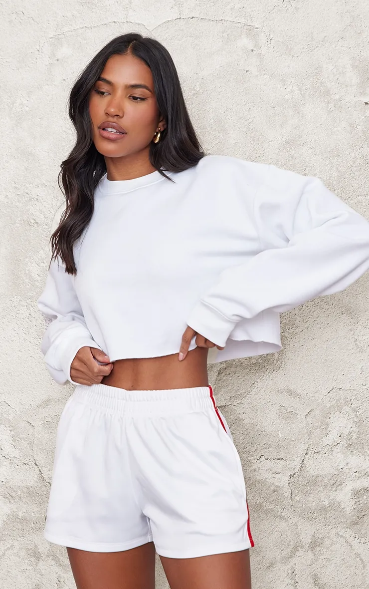 White Crop Oversized Fit Sweatshirt sold by Pretty Little Thing