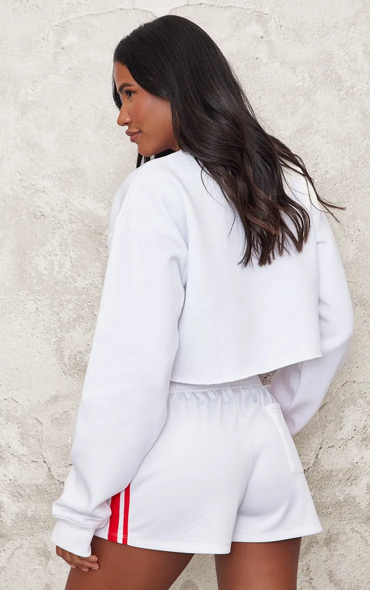 White Crop Oversized Fit Sweatshirt sold by Pretty Little Thing product image thumbnail 2