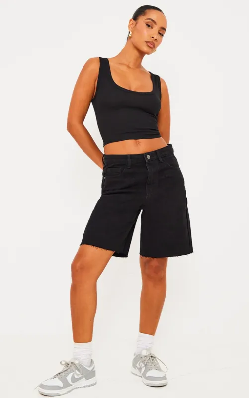 Washed Black Loose Fit Boyfriend Denim Short sold by Pretty Little Thing