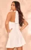 White Linen Frill Neck Cross Front Mini Dress sold by Pretty Little Thing