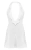 White Linen Frill Neck Cross Front Mini Dress sold by Pretty Little Thing