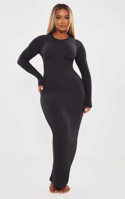 Shape Black Sculpted Long Sleeve Maxi Dress sold by Pretty Little Thing