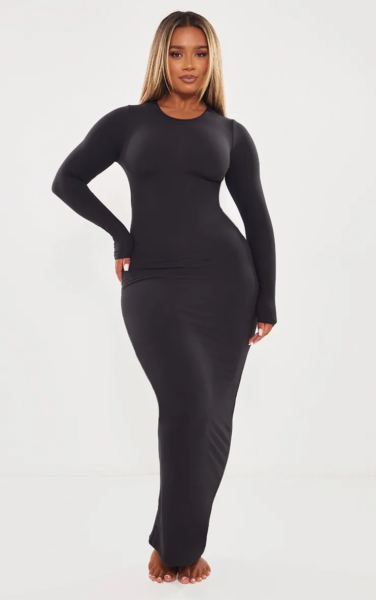 Shape Black Sculpted Long Sleeve Maxi Dress sold by Pretty Little Thing
