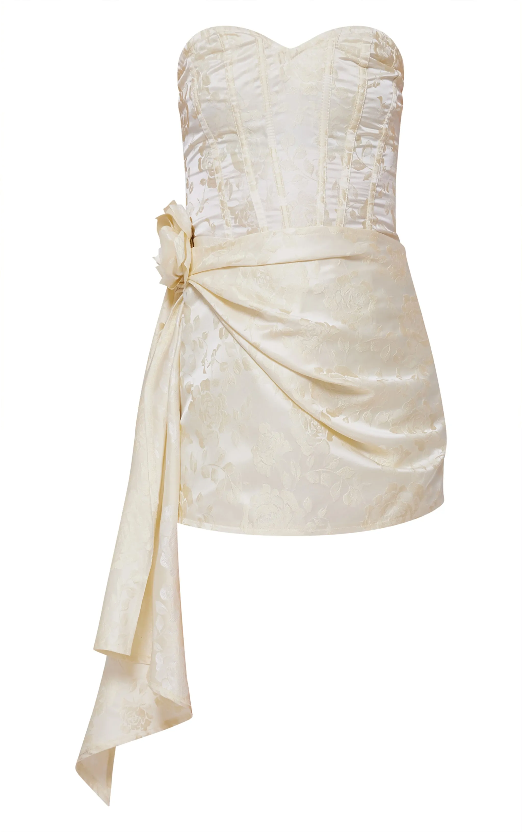 Cream Floral Applique Drape Detail Corset Skort Playsuit sold by Pretty Little Thing product image thumbnail 5