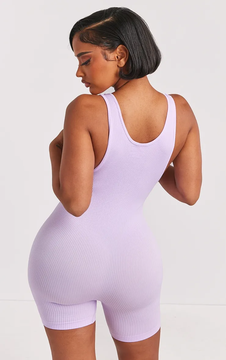 Shape Lilac Contour Ribbed Scoop Neck Unitard sold by Pretty Little Thing product image thumbnail 2