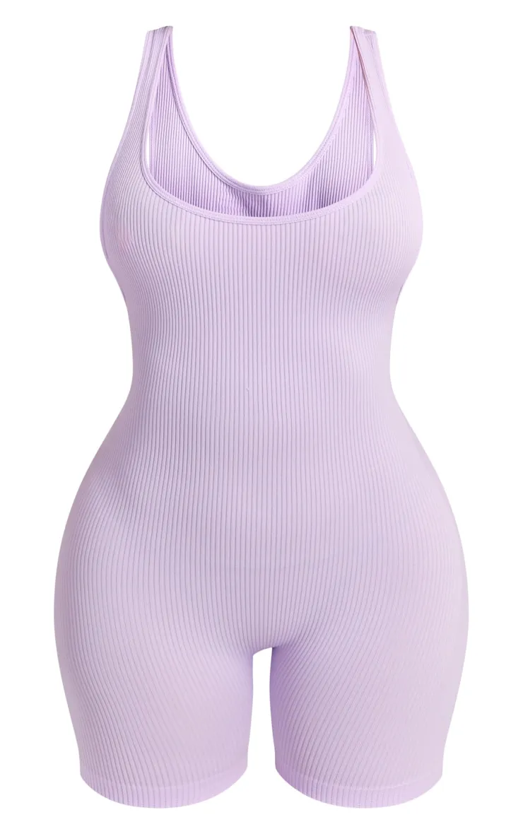 Shape Lilac Contour Ribbed Scoop Neck Unitard sold by Pretty Little Thing product image thumbnail 5