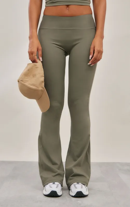 Olive Sculpt Flare Yoga Pants sold by Pretty Little Thing