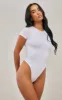 White Basic Slinky Short Sleeve Bodysuit sold by Pretty Little Thing