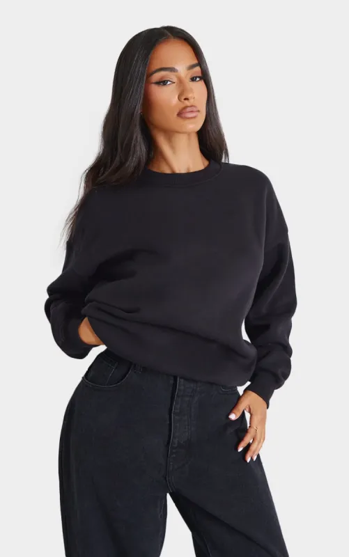 Petite Black Ultimate Basic Oversized Sweatshirt sold by Pretty Little Thing