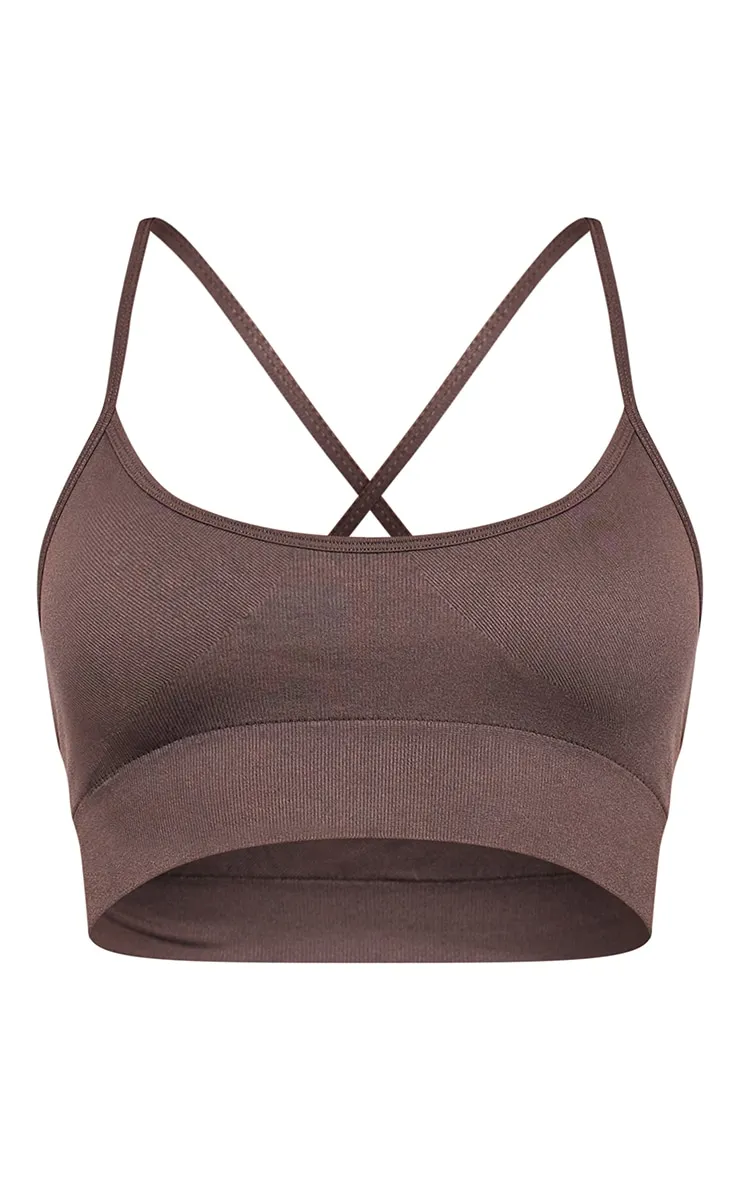 Espresso Basic Seamless Padded Sports Bra sold by Pretty Little Thing product image thumbnail 5