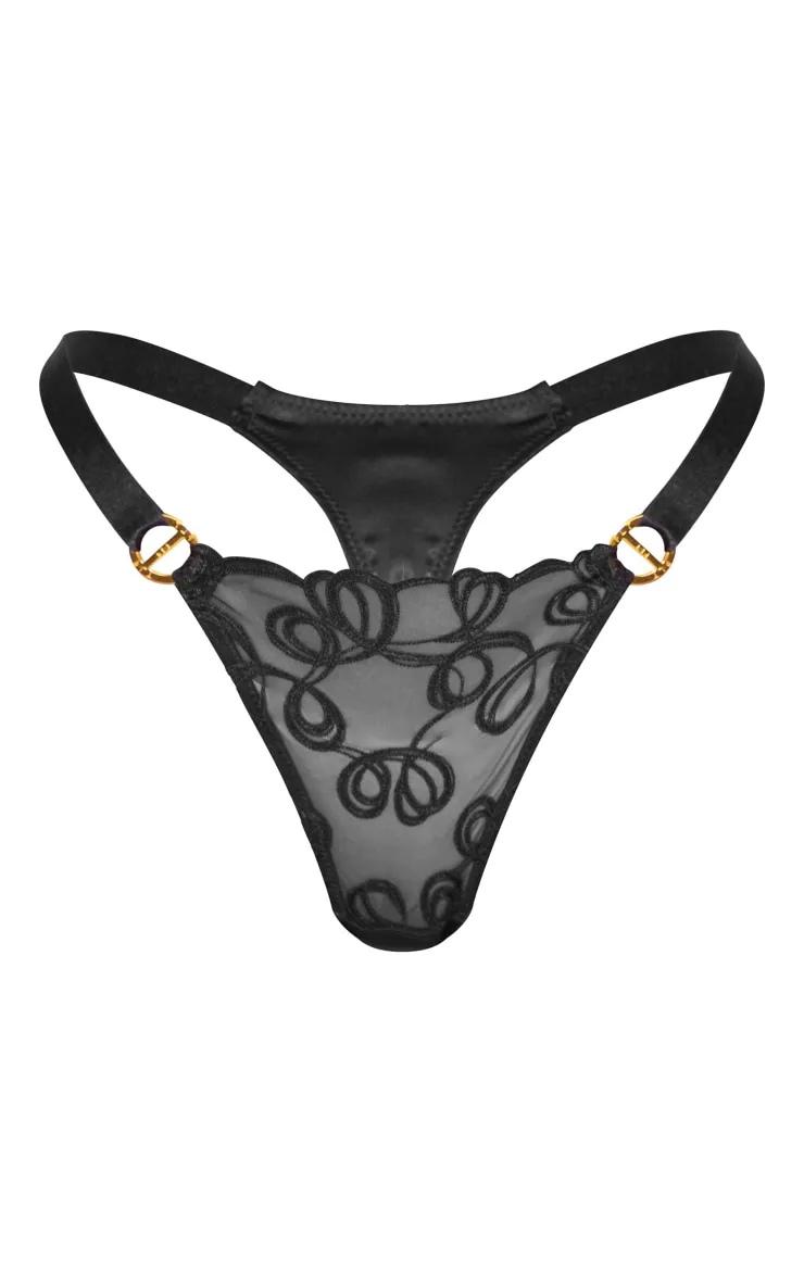 Black Swirl Embroidery Thong sold by Pretty Little Thing product image thumbnail 5