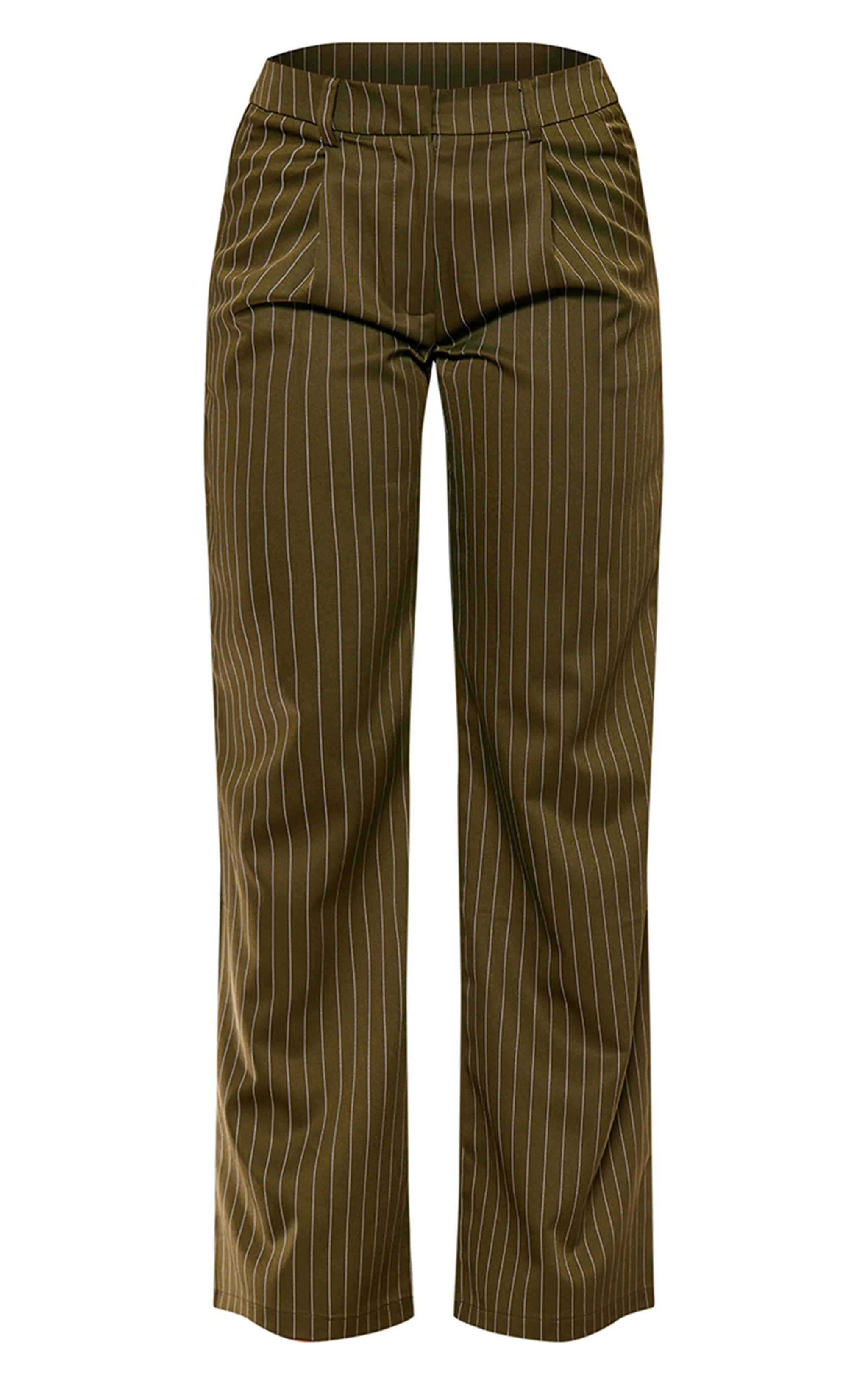 Dark Green Tailored Pinstripe Wide Leg Trousers sold by Pretty Little Thing product image thumbnail 5