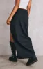 Black Ripstop Split Thigh Drawstring Waist Maxi Skirt sold by Pretty Little Thing