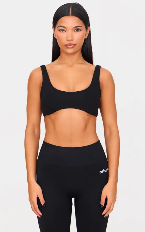 Deep Black Sculpt Double Layered Padded Sports Bra sold by Pretty Little Thing