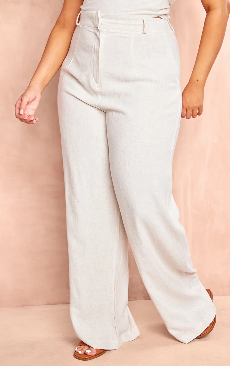 Plus Natural Linen Look Wide Leg Trousers sold by Pretty Little Thing product image thumbnail 2