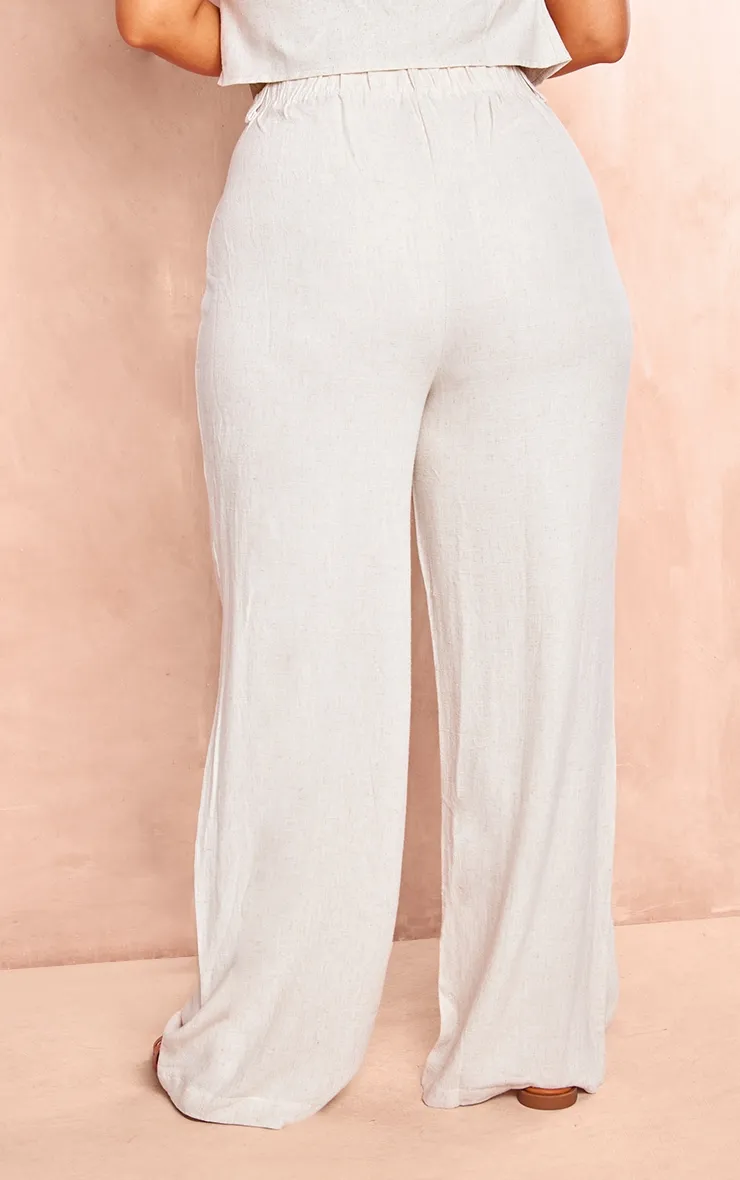 Plus Natural Linen Look Wide Leg Trousers sold by Pretty Little Thing product image thumbnail 3