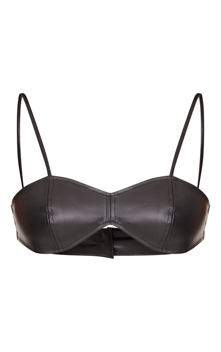 Tall Black Faux Leather Strappy Bralet sold by Pretty Little Thing product image thumbnail 5