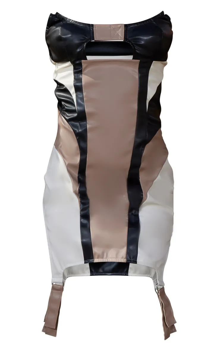 Black Contrast Panel Faux Leather Bodycon Dress sold by Pretty Little Thing product image thumbnail 5