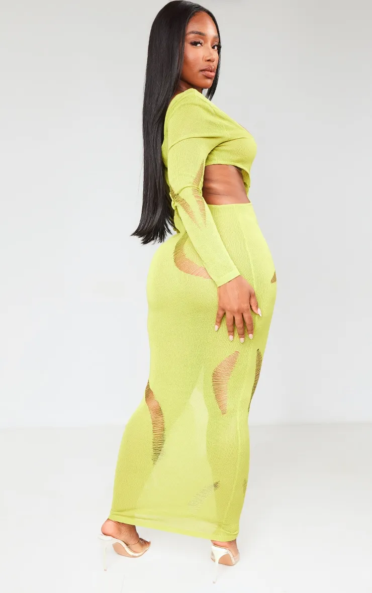 Shape Olive Sheer Knit Cut Out Detail Maxi Dress sold by Pretty Little Thing product image thumbnail 2