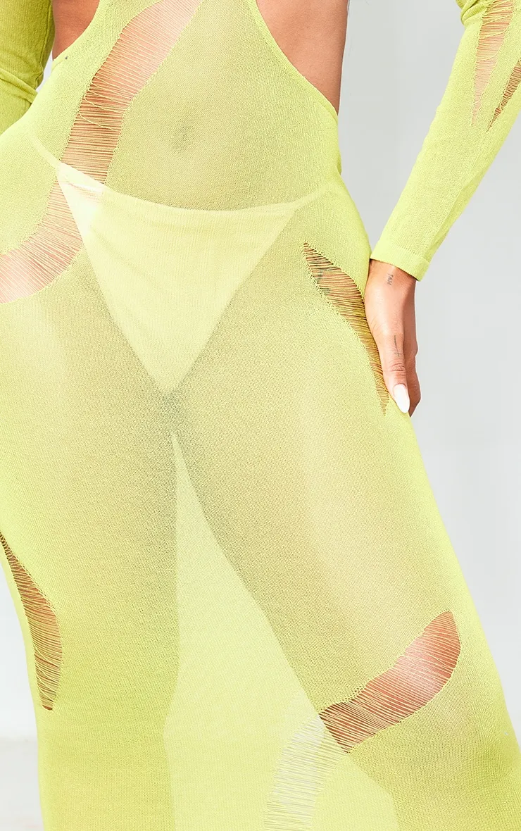Shape Olive Sheer Knit Cut Out Detail Maxi Dress sold by Pretty Little Thing product image thumbnail 4