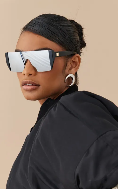 Silver Flat Top Statement Sunglasses sold by Pretty Little Thing