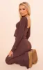 Chocolate Soft Touch Long Sleeve Longline Top sold by Pretty Little Thing