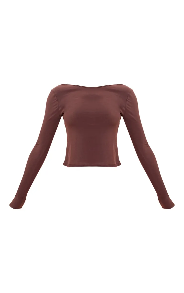 Chocolate Soft Touch Long Sleeve Longline Top sold by Pretty Little Thing product image thumbnail 5