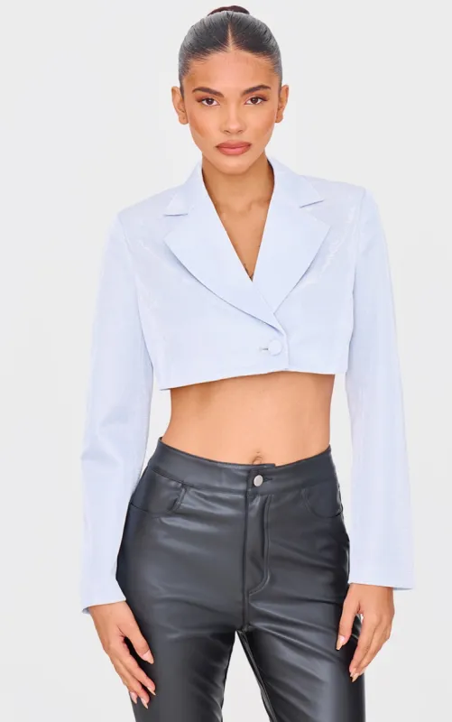 Silver Glitter Single Breasted Cropped Blazer sold by Pretty Little Thing
