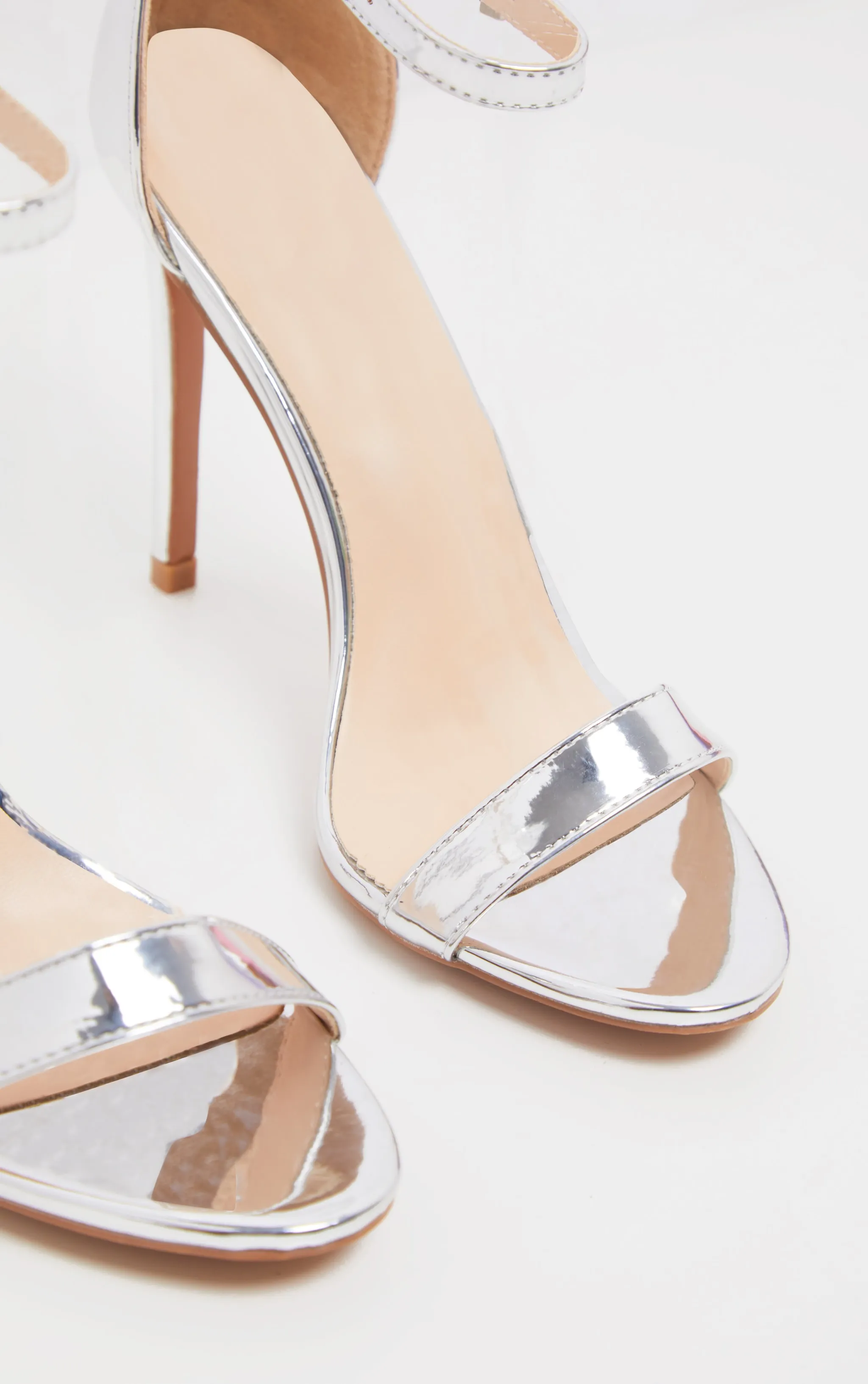 Clover Silver Metallic Strap Heeled Sandals sold by Pretty Little Thing product image thumbnail 3