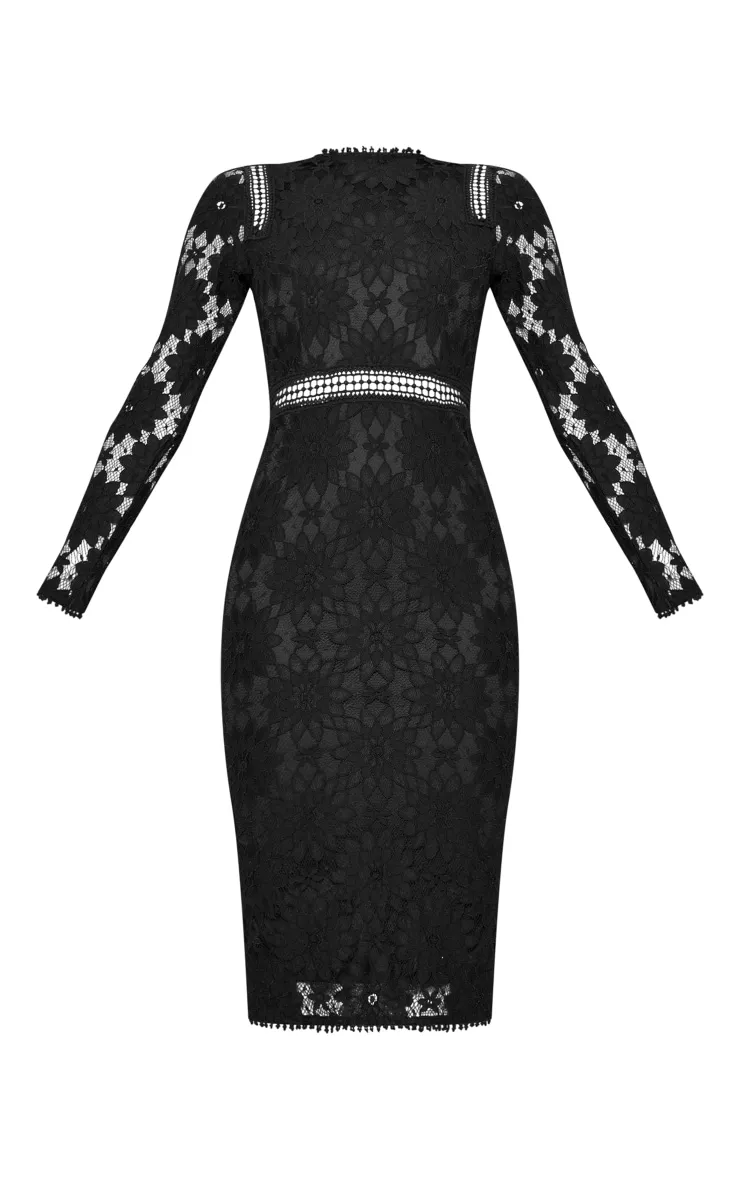 Caris Black Long Sleeve Lace Bodycon Dress sold by Pretty Little Thing product image thumbnail 5