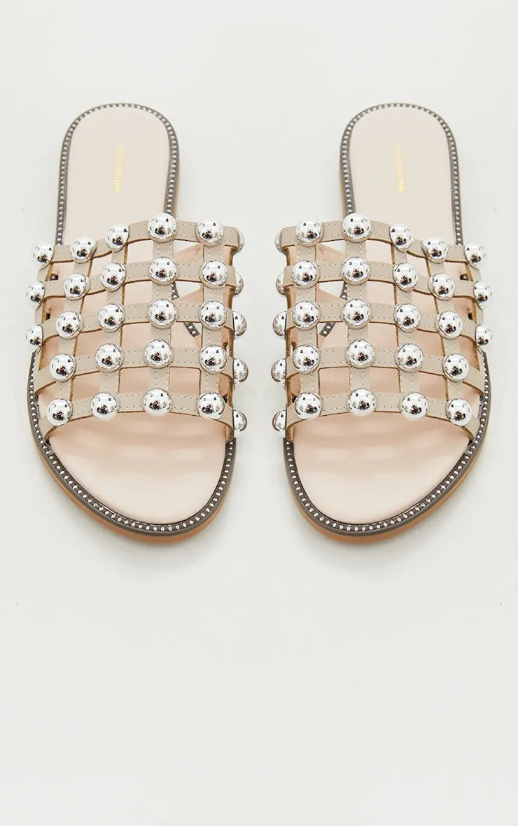 Alisa Nude Large Studded Sliders sold by Pretty Little Thing product image thumbnail 3