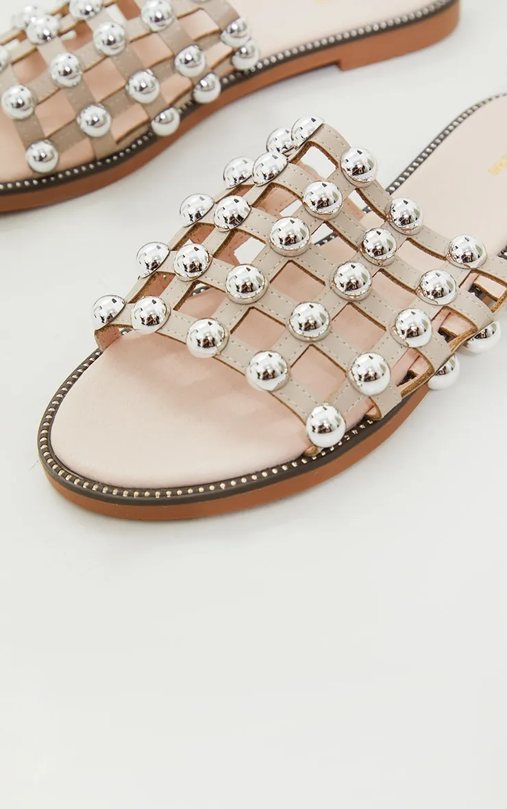 Alisa Nude Large Studded Sliders sold by Pretty Little Thing product image thumbnail 4