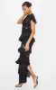 Black Lace Ruffle Detail Maxi Dress sold by Pretty Little Thing