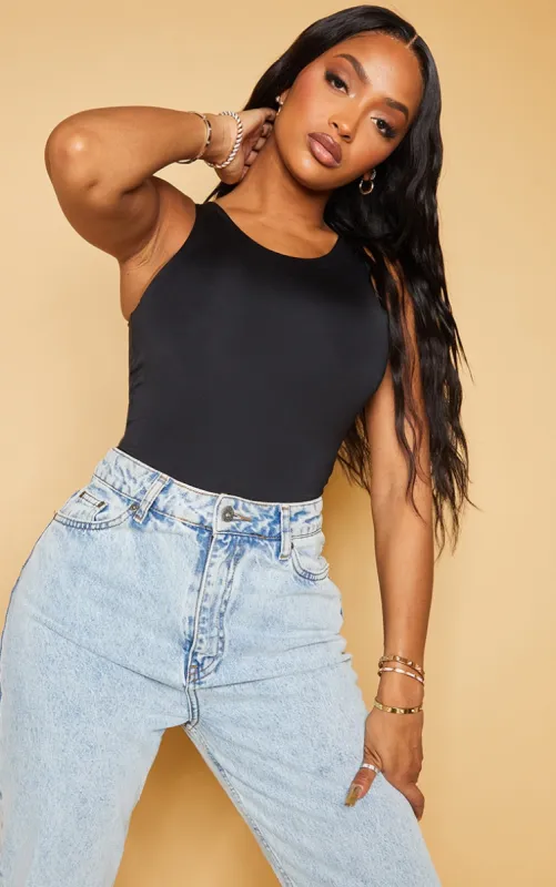 Shape Black Sleeveless Slinky Bodysuit sold by Pretty Little Thing