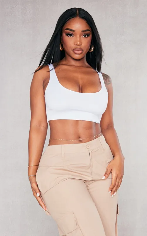 Shape White Slinky Square Neck Crop Top sold by Pretty Little Thing