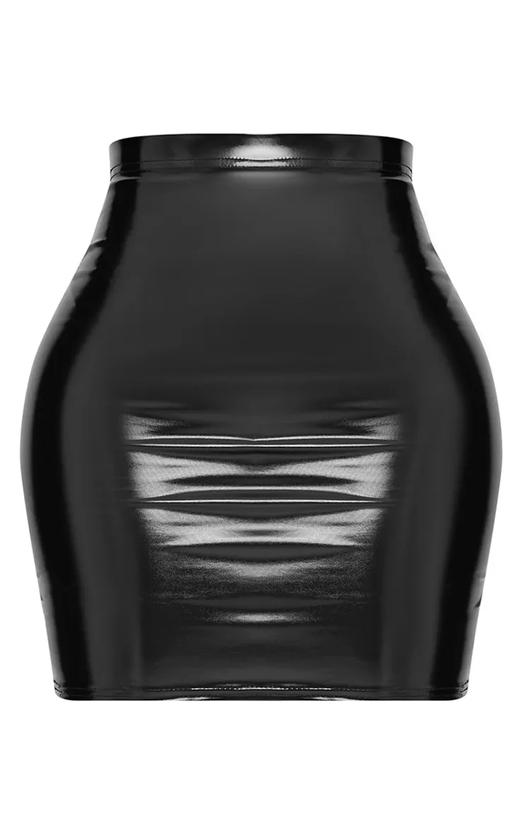 Shape Black Vinyl Bodycon Skirt sold by Pretty Little Thing product image thumbnail 3