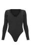 Shape Black Ribbed Long Sleeve Bodysuit sold by Pretty Little Thing