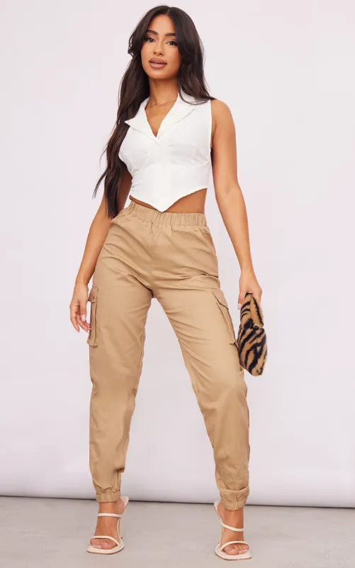 Petite Stone Pocket Detail Cargo Trousers sold by Pretty Little Thing